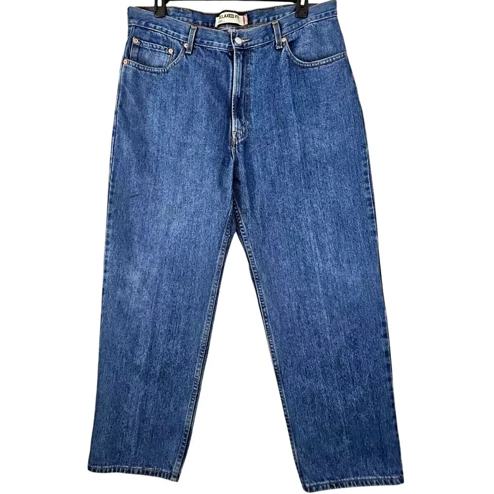 Levi's 550 ~Men's Size 40×29~ Blue Denim Relaxed Fit Straight Jeans 100% Cotton.